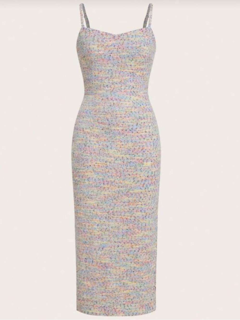 SHEIN Pastel Multicolor Tweed Midi Sheath Dress